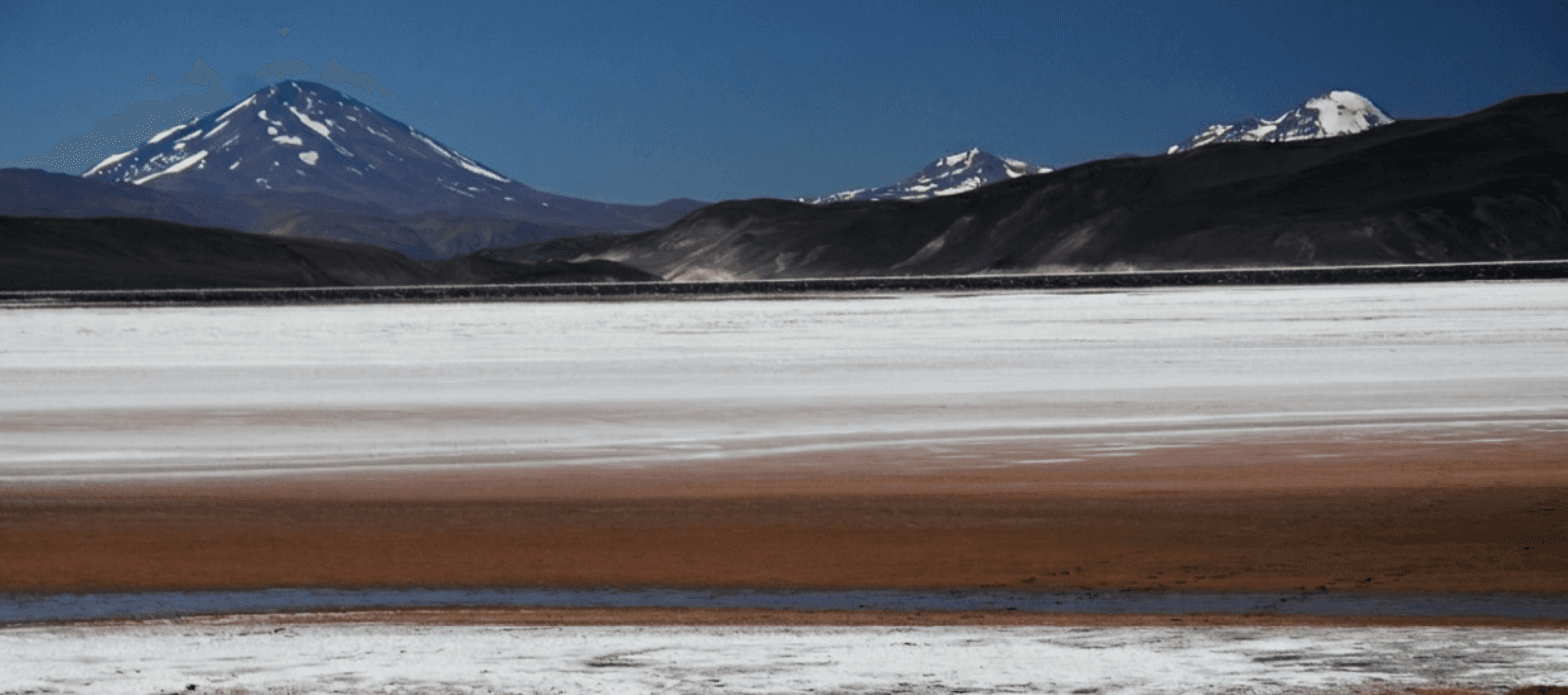 Paisaje andino con volcanes y salares